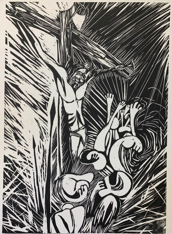 The Crucifixion, Woodblock Print, 2023