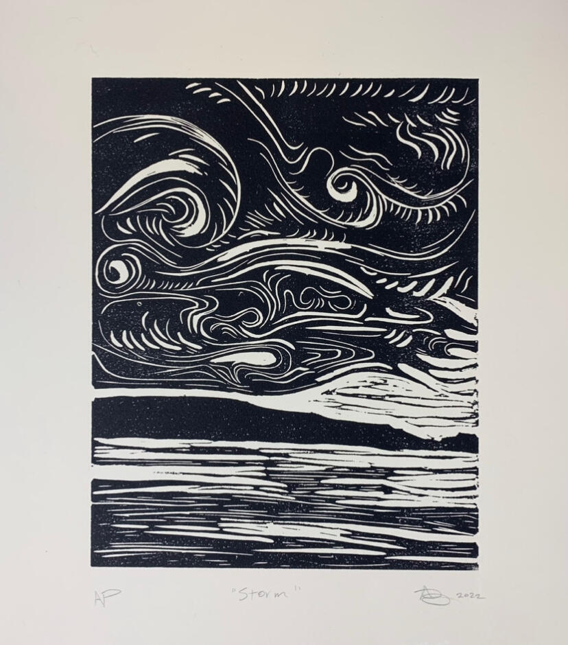 Storm, Linocut, 2022